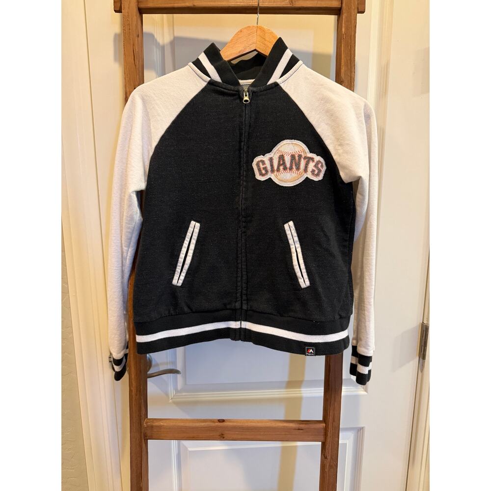 San Francisco Giants Majestic Varsity Jacket Women’s Small Black White Full Zip